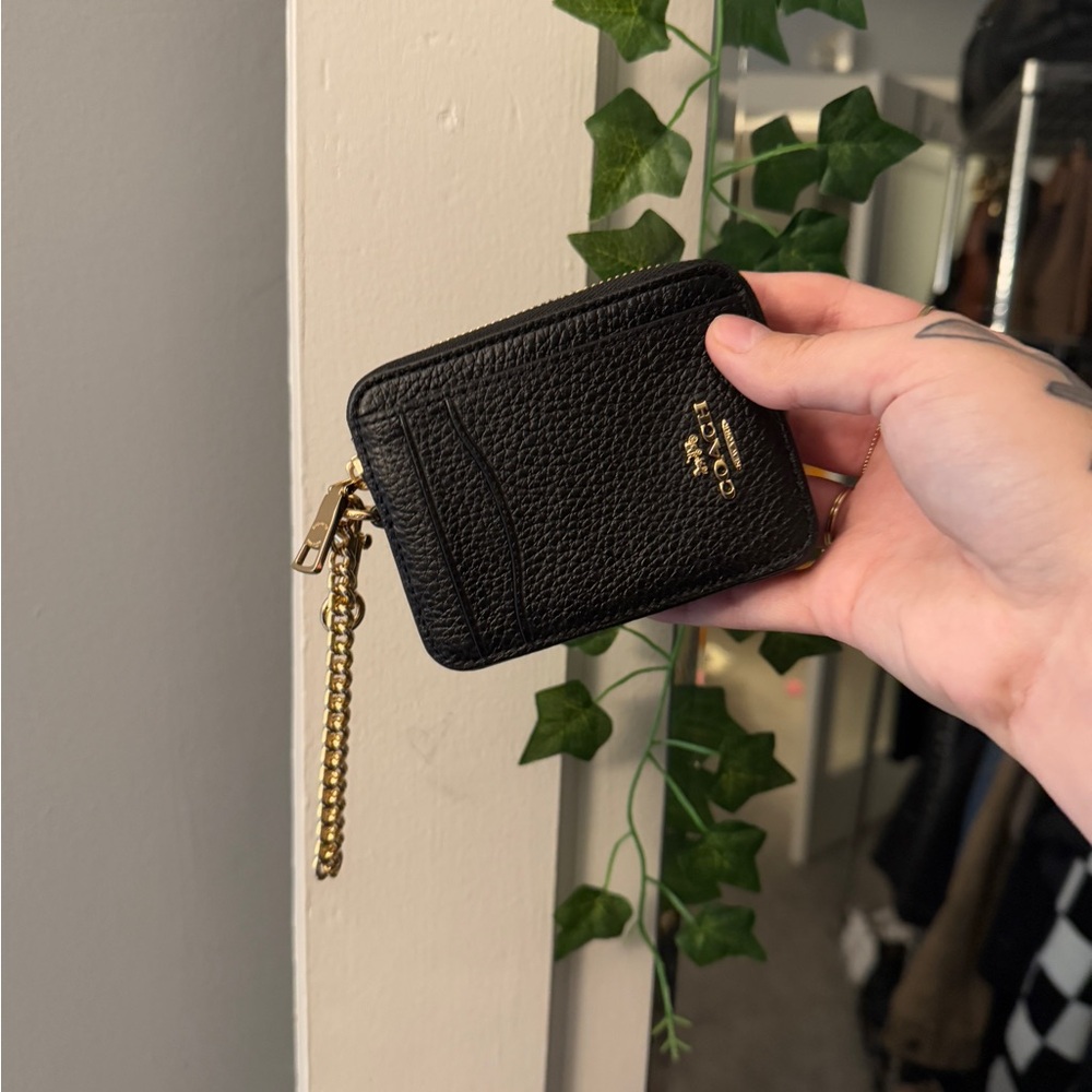 coach zip card case with chain